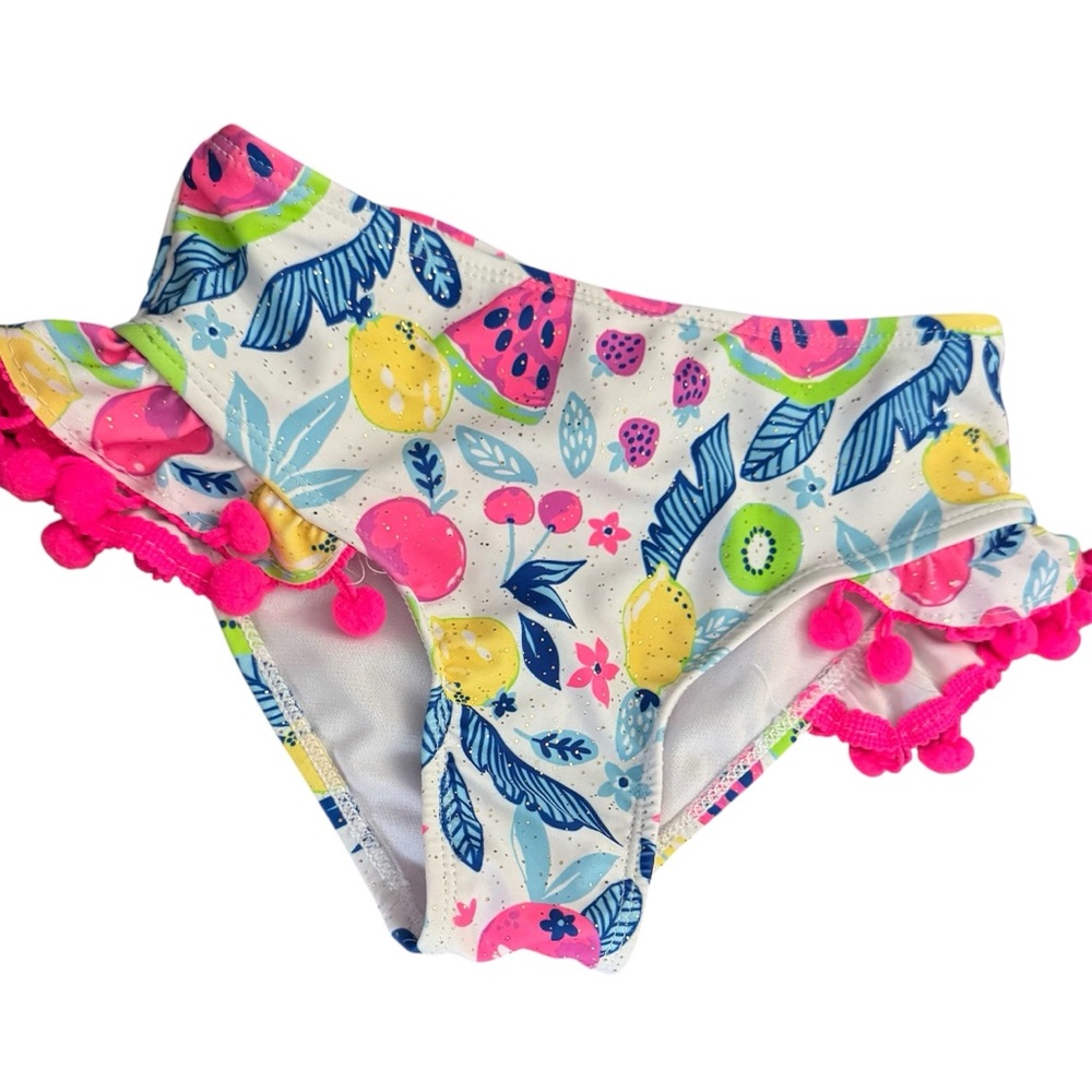 Betsey Johnson Pink and Yellow Fruit Print Kids Rashguard Set - Picture 2 of 3